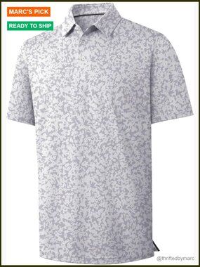 Men's Performance Moisture Wicking Polo Shirt Short Sleeve Prints